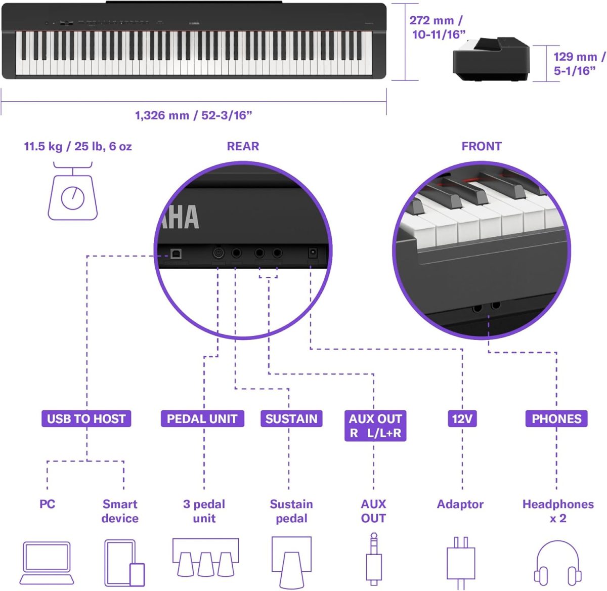 Yamaha P 225 Review Specs